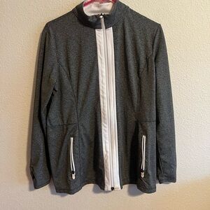 Gray and White Zip-Up Jacket